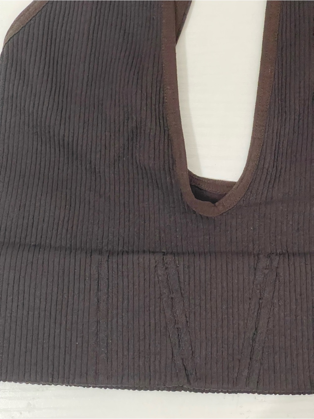 Ribbed Deep V Bralette - Chocolate Brown - Picture 3 of 5